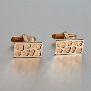 Vtg Mid Century Modern Cufflinks Spot Gold Tone